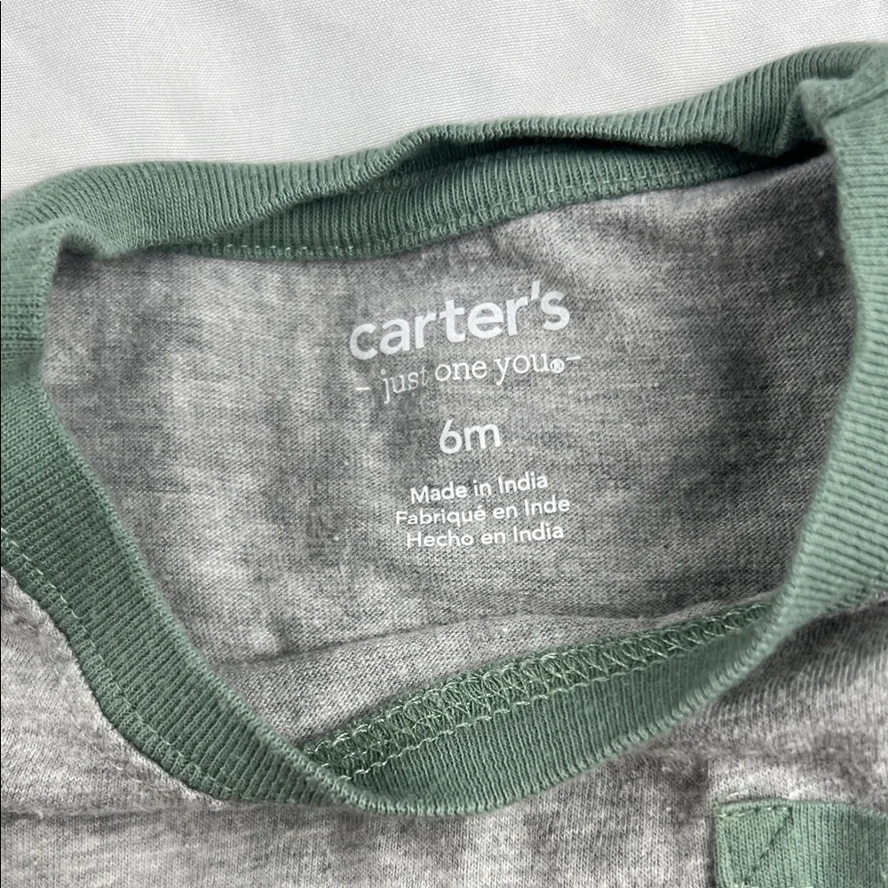 Carter's Yellow Dino Print Tee with Blue Shorts and‎ Carter’s grey green set